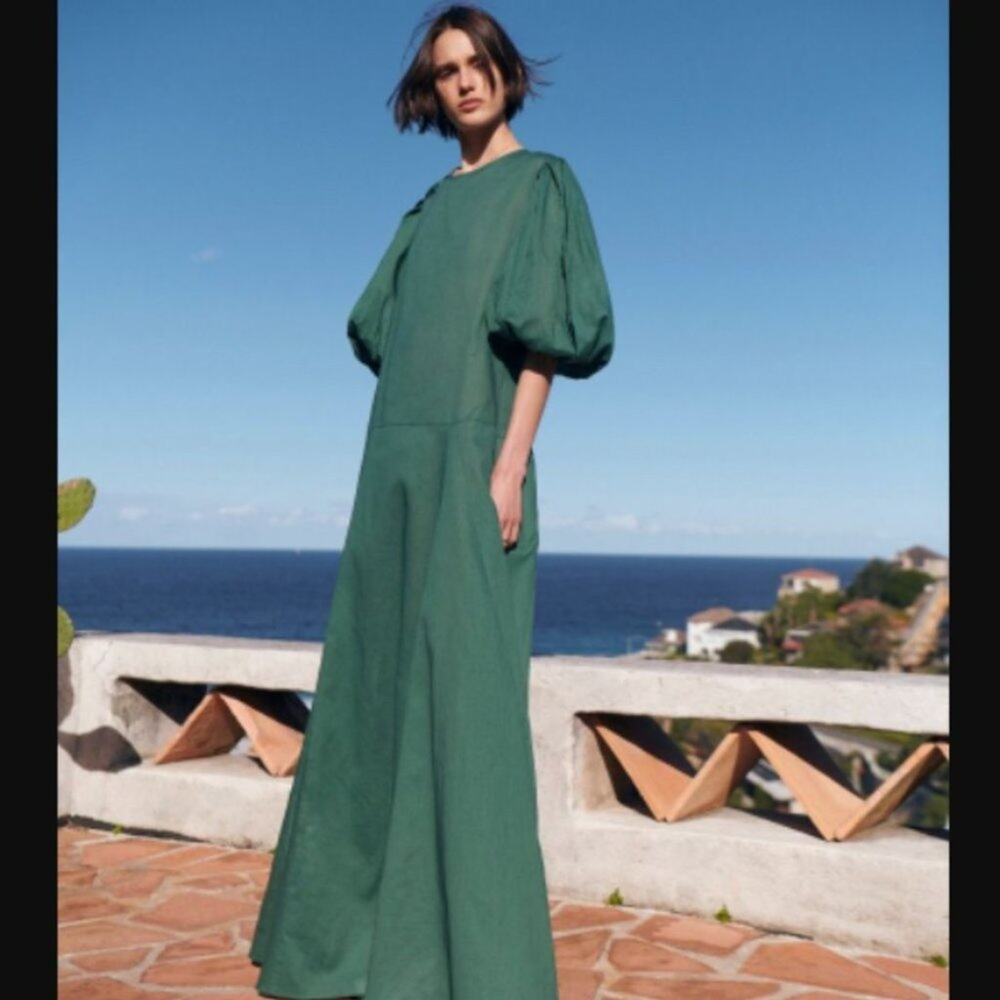 NWOT Matin Studio Green Bohemian Maxi Dress